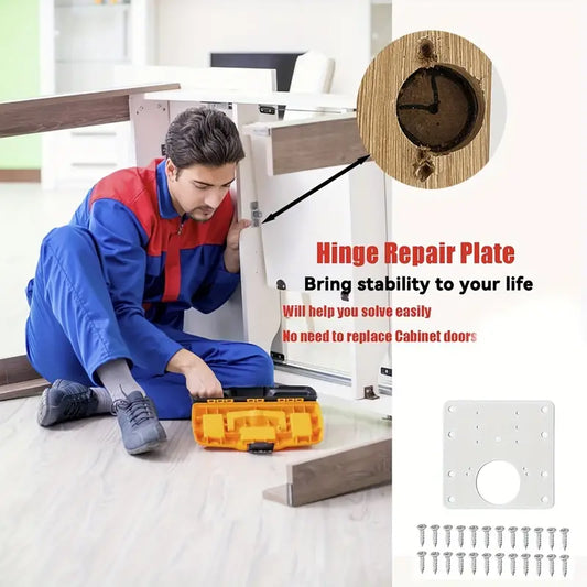 Kit De Réparation Charnières Pour Porte et Placard - 4 Plaques