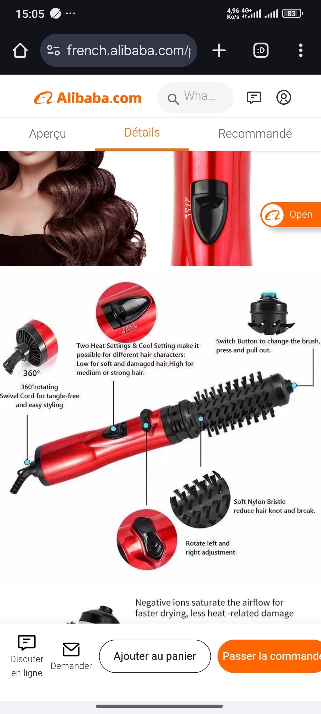 Brosse Soufflante Rotative 2-en-1 – Brushing, Boucles & Lissage - My Store