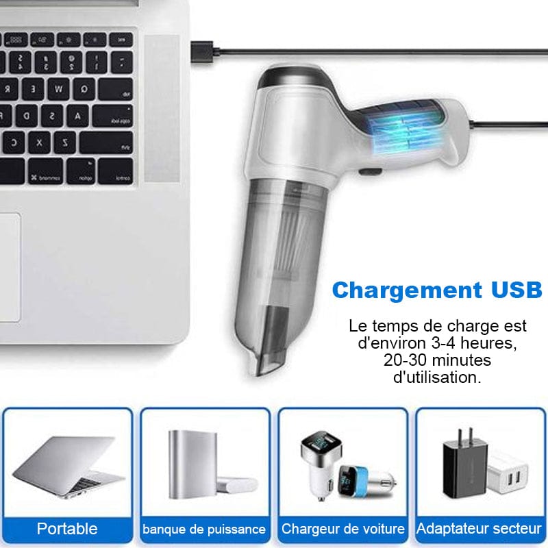 Mini Aspirateur Voiture USB 3-en-1 – Aspire & Souffle | Wizzi - My Store