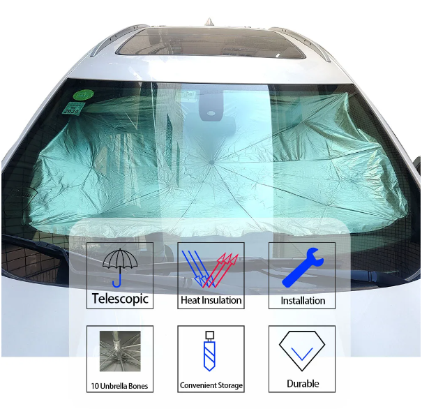 Pare-soleil voiture pliable style parapluie – modèle Wizzi