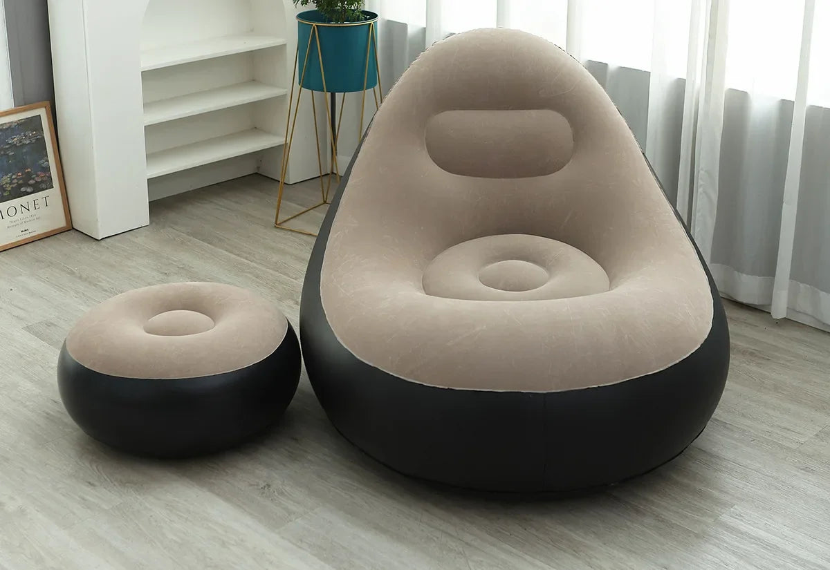 Pouffe Gonflable avec Repose-Pieds – Fauteuil Confort & Design - My Store