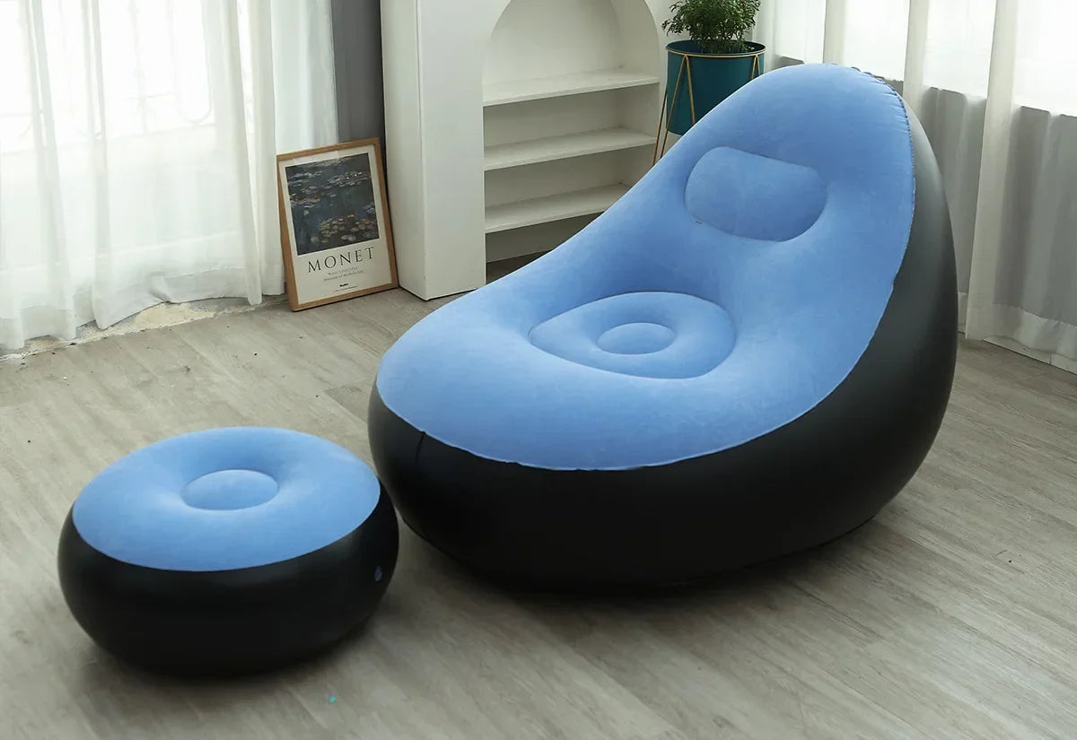 Pouffe Gonflable avec Repose-Pieds – Fauteuil Confort & Design - My Store