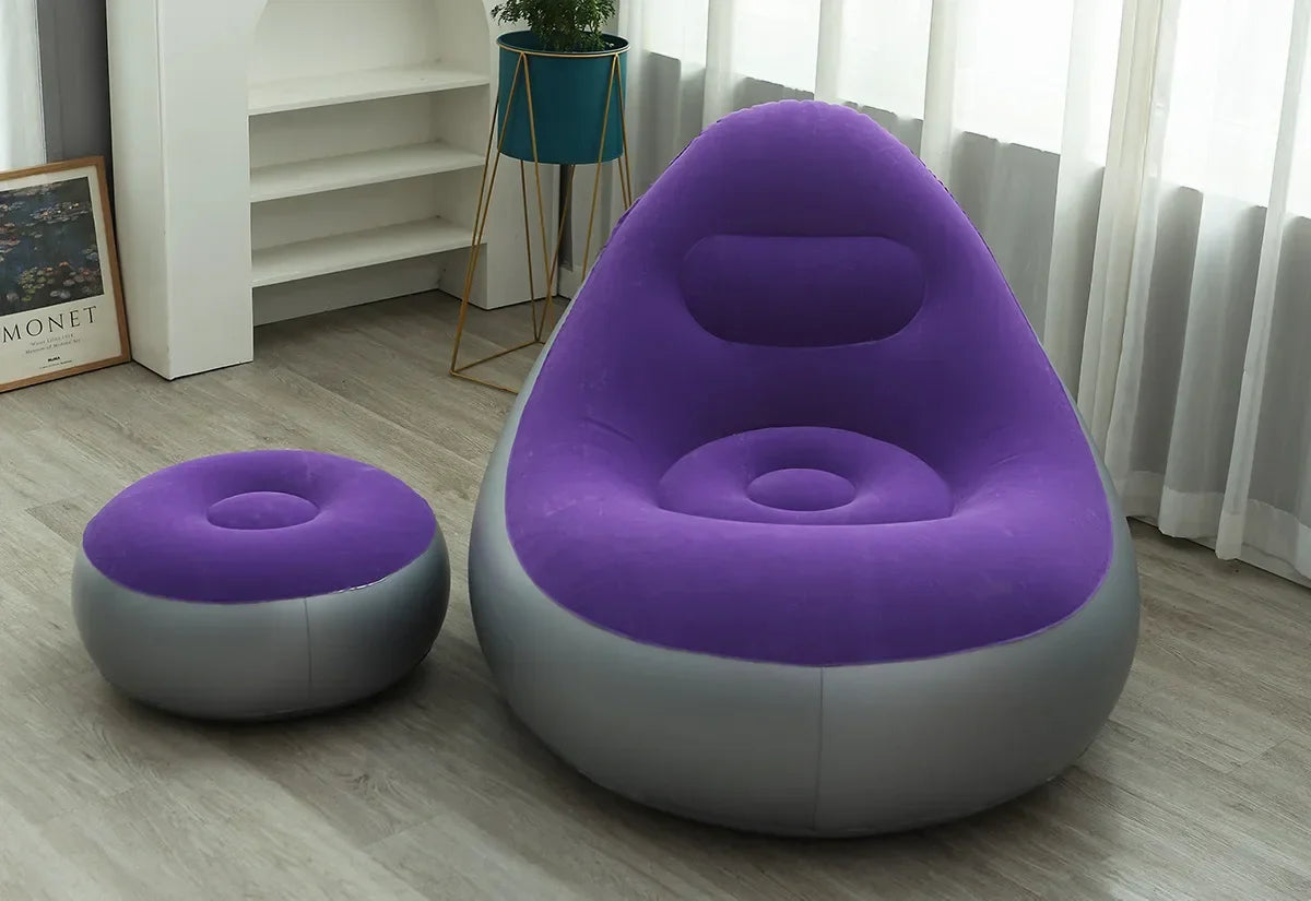 Pouffe Gonflable avec Repose-Pieds – Fauteuil Confort & Design - My Store