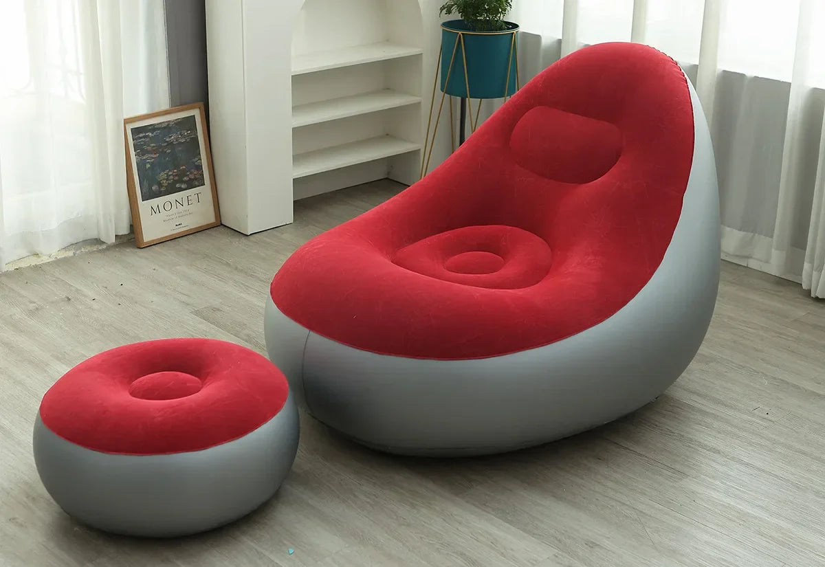 Pouffe Gonflable avec Repose-Pieds – Fauteuil Confort & Design - My Store