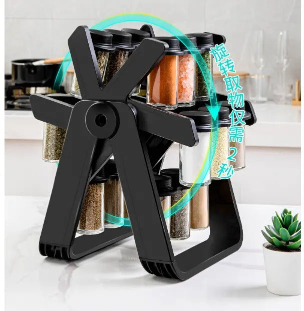 Set Porte-Épices 19 Pièces – Support Rotatif Noir – Organisation Cuisine - My Store
