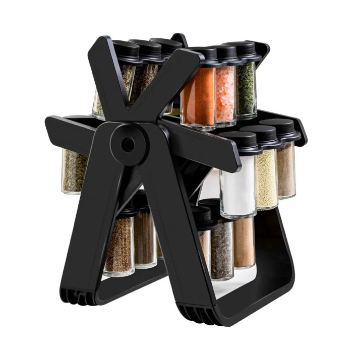 Set Porte-Épices 19 Pièces – Support Rotatif Noir – Organisation Cuisine - My Store