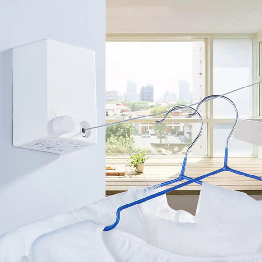Étendoir à linge mural Wizzi compact avec fil inox rétractable, idéal pour petits espaces en Tunisie