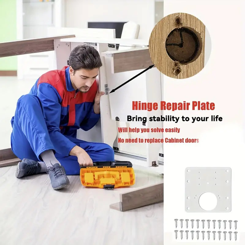 Kit De Réparation Charnières Pour Porte et Placard - 4 Plaques