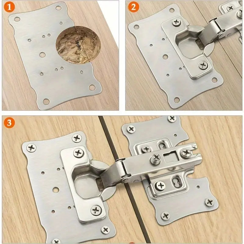 Kit De Réparation Charnières Pour Porte et Placard - 4 Plaques