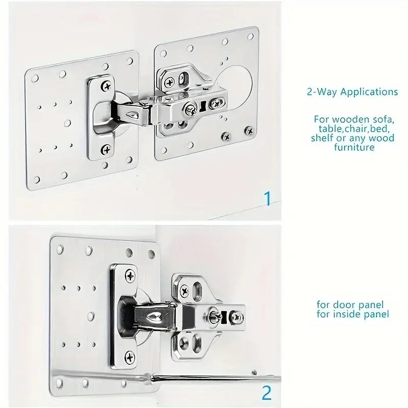 Kit De Réparation Charnières Pour Porte et Placard - 4 Plaques
