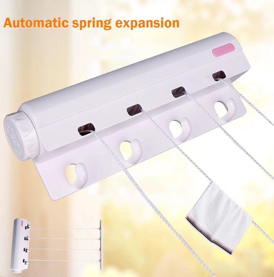 Sèche-linge Rétractable 5 Lignes - Corde à Linge Murale Tunisie