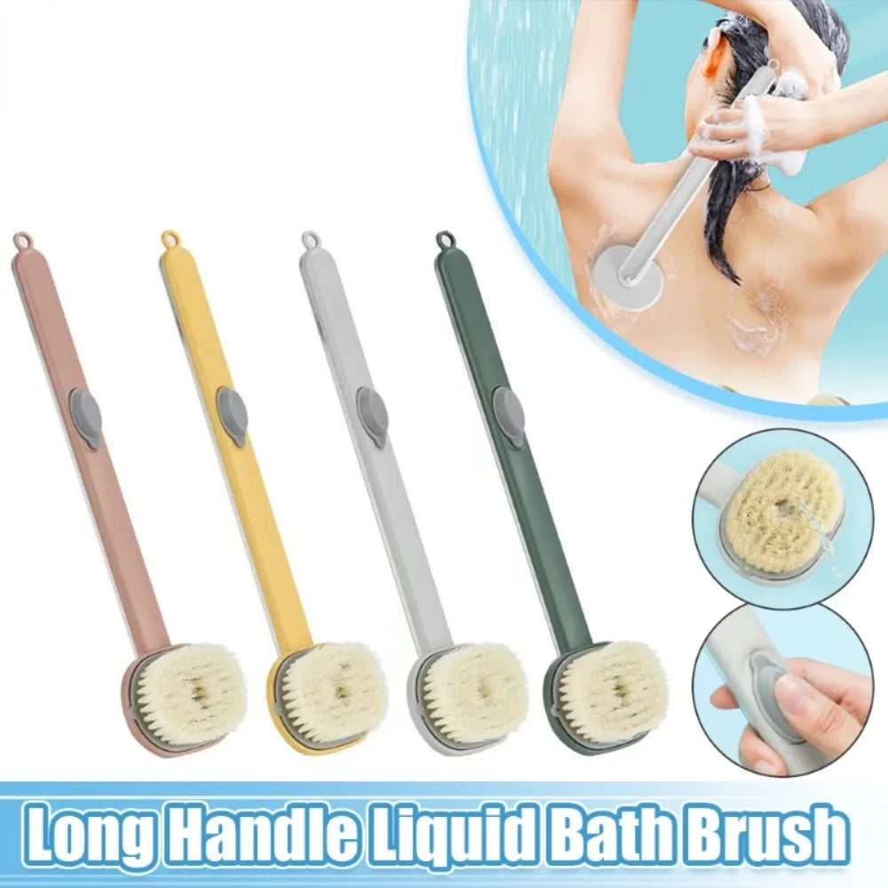 Brosse de bain à long manche avec éponge exfoliante