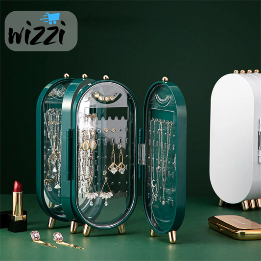Boîte à bijoux pliable avec miroir – rangement élégant pour accessoires – Wizzi Tunisie

