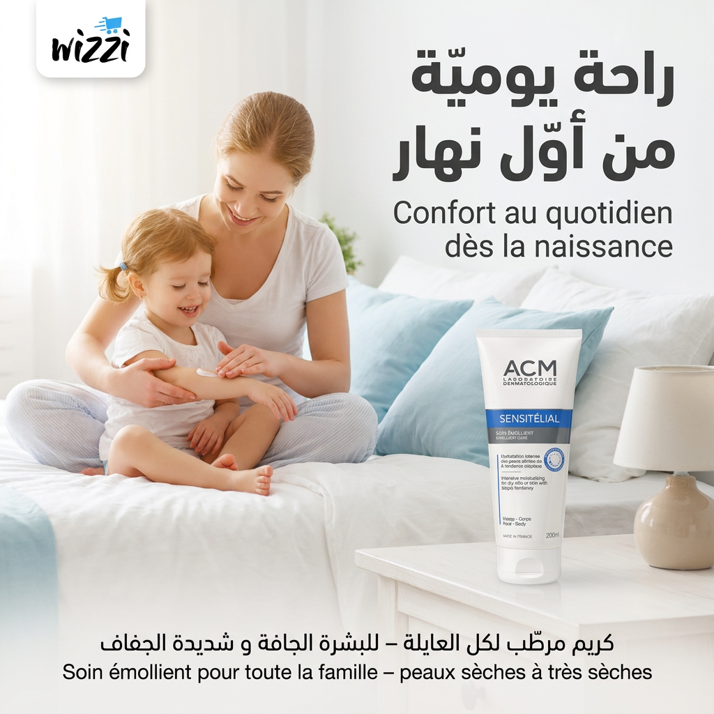 Routine de soin pour l'eczéma et la sécheresse cutanée avec ACM Sensitelial Tunisie