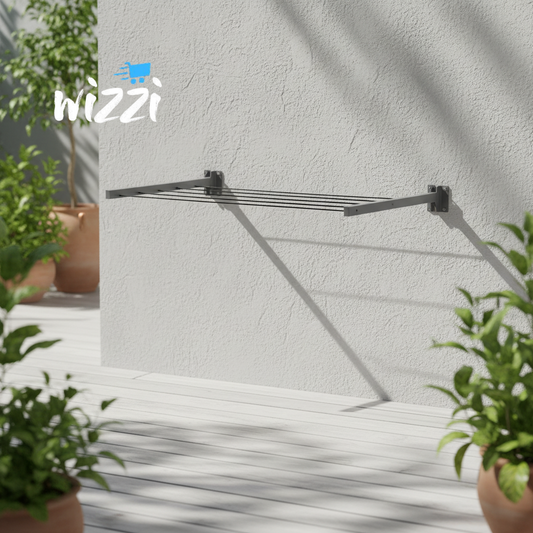 Sèche-linge mural pliable gris Wizzi - solution gain de place pour buanderie moderne