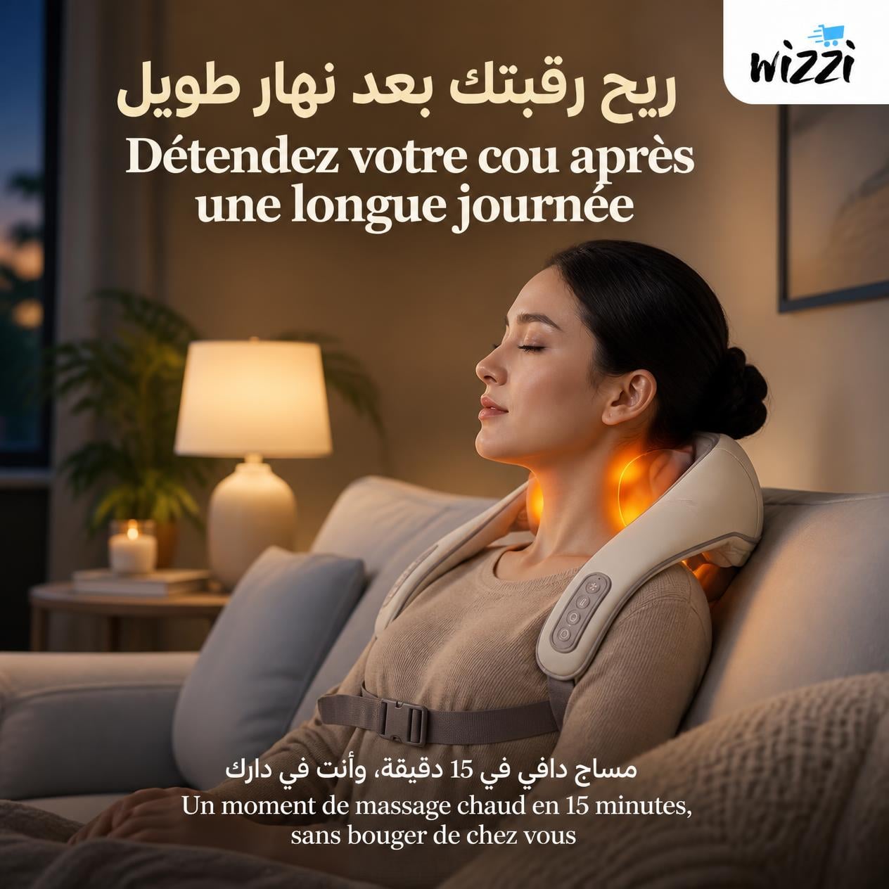 Appareil de massage chauffant pour soulager douleur dos et cou