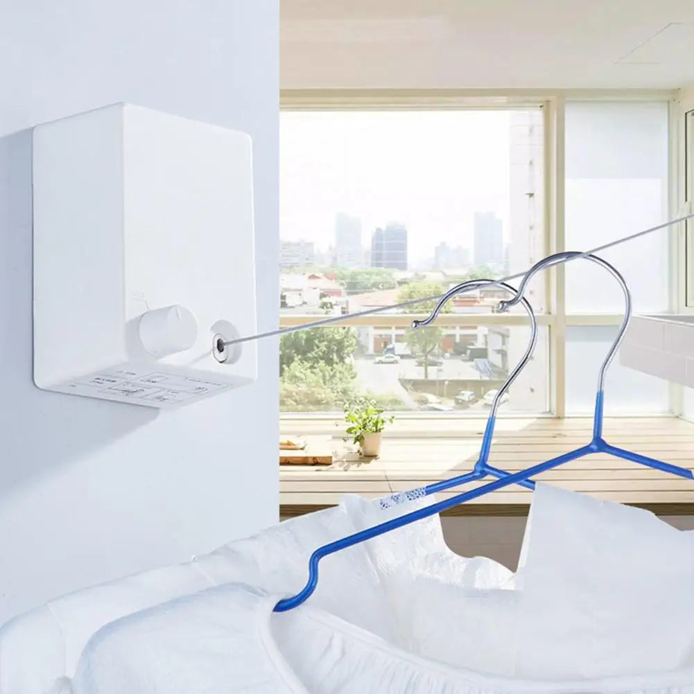Étendoir à linge mural Wizzi compact avec fil inox rétractable, idéal pour petits espaces en Tunisie